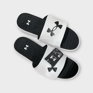 Under Armour Men's Size 18 Ignite Pro Slide Sandal Black & White